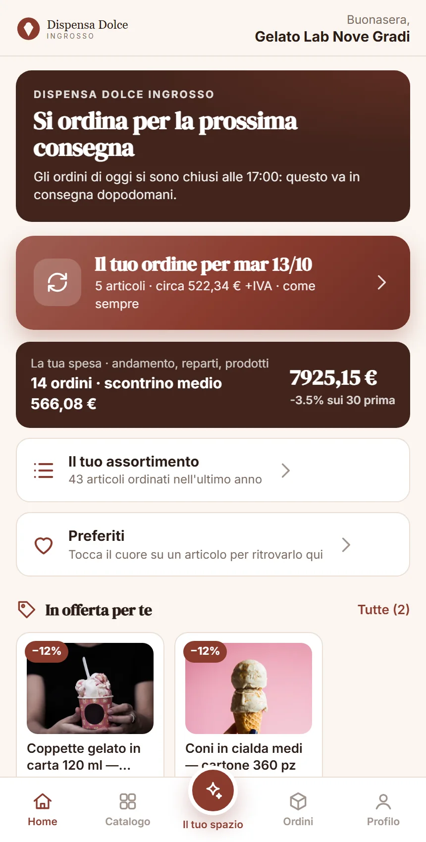 L'app del cliente: offerte, ordine suggerito per la prossima consegna, assortimento